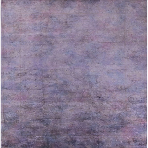 Ahgly Company Indoor Square Mid-Century Modern French Lilac Purple Area Rugs, 5' Square