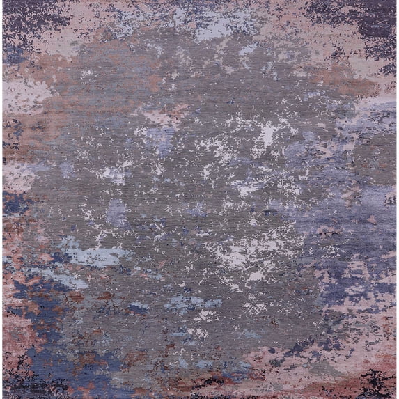 Ahgly Company Indoor Square Mid-Century Modern Grape Purple Area Rugs, 4' Square