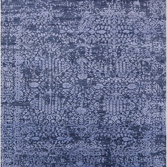 Ahgly Company Indoor Square Mid-Century Modern Lapis Blue Area Rugs, 6' Square