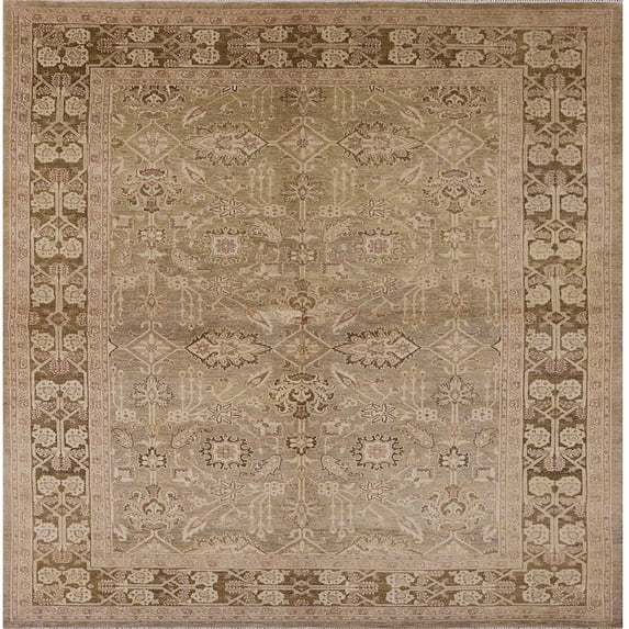 Ahgly Company Indoor Square Mid-Century Modern Light Brown Area Rugs, 5' Square