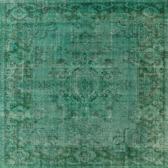 Ahgly Company Indoor Square Mid-Century Modern Mint Green Area Rugs, 5' Square