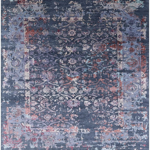 Ahgly Company Indoor Square Mid-Century Modern Purple Haze Purple Area Rugs, 3' Square