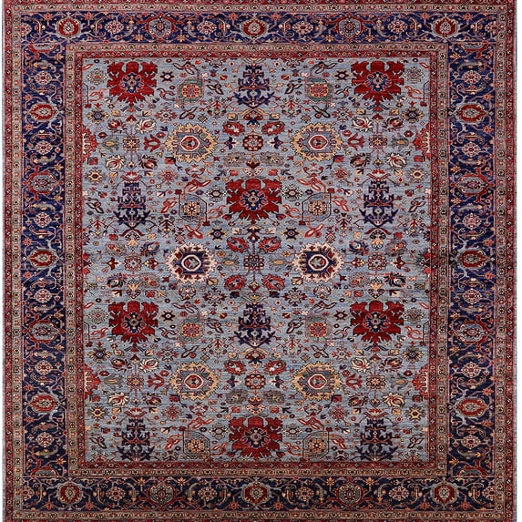 Ahgly Company Indoor Square Mid-Century Modern Rosy Pink Pink Area Rugs, 4' Square