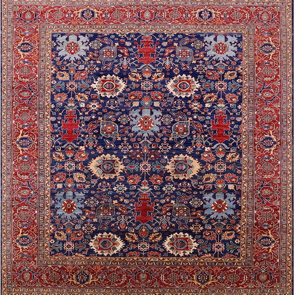 Ahgly Company Indoor Square Mid-Century Modern Rosy Pink Pink Area Rugs, 7' Square