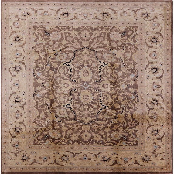 Ahgly Company Indoor Square Mid-Century Modern Sienna Brown Area Rugs, 8' Square