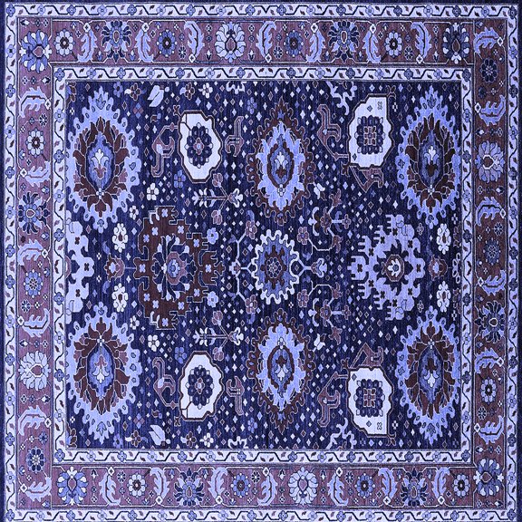 Ahgly Company Indoor Square Oriental Blue Industrial Area Rugs, 3' Square