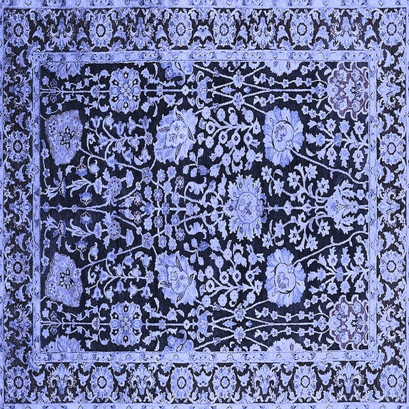 Ahgly Company Indoor Square Oriental Blue Industrial Area Rugs, 8' Square
