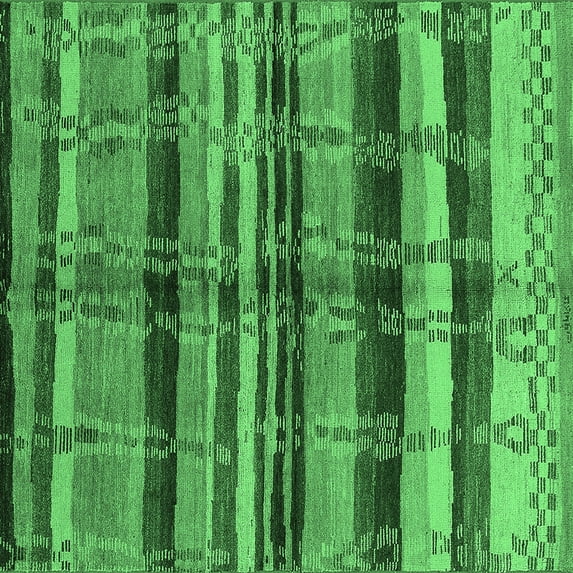 Ahgly Company Indoor Square Oriental Emerald Green Industrial Area Rugs, 3' Square
