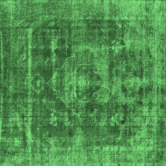 Ahgly Company Indoor Square Oriental Emerald Green Industrial Area Rugs, 4' Square