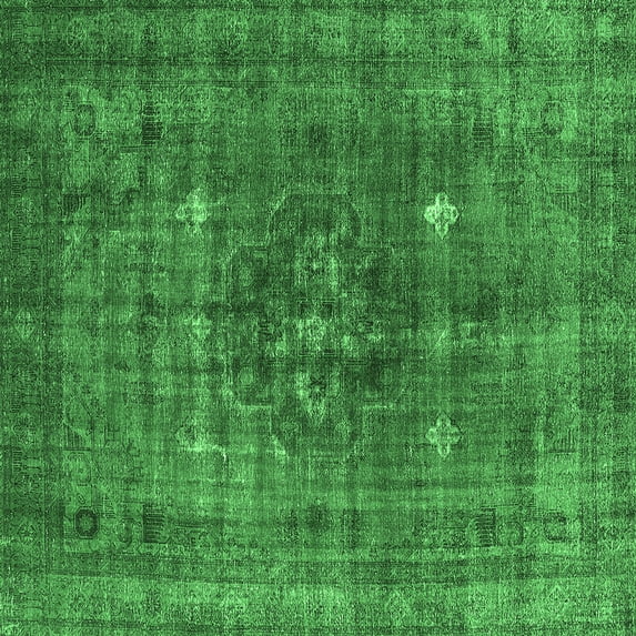 Ahgly Company Indoor Square Oriental Emerald Green Industrial Area Rugs, 4' Square