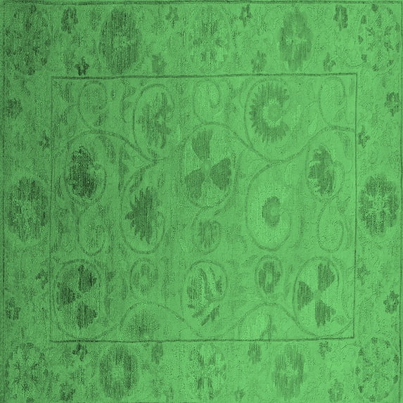 Ahgly Company Indoor Square Oriental Emerald Green Industrial Area Rugs, 5' Square