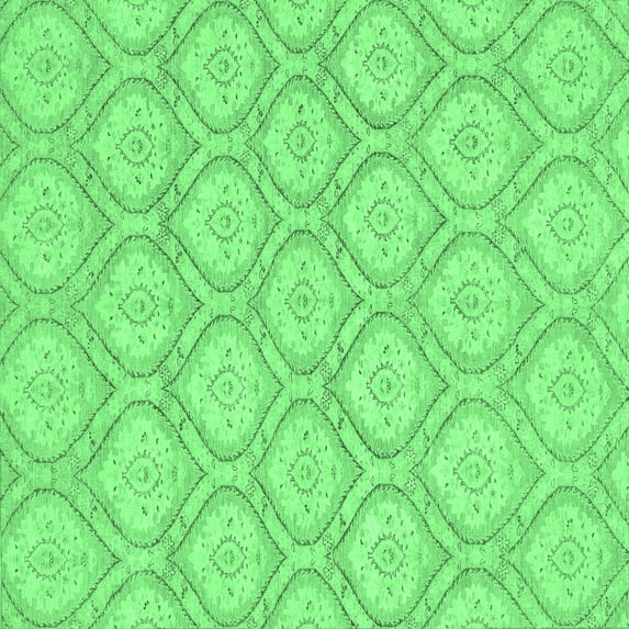 Ahgly Company Indoor Square Oriental Emerald Green Modern Area Rugs, 4' Square