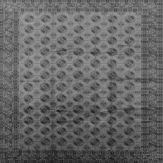 Ahgly Company Indoor Square Oriental Gray Industrial Area Rugs, 4' Square