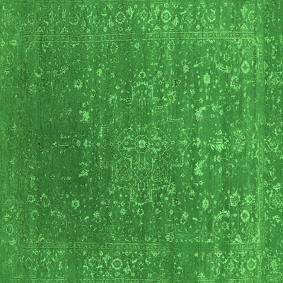 Ahgly Company Indoor Square Oriental Green Industrial Area Rugs, 4' Square
