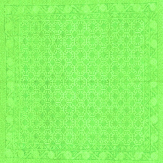 Ahgly Company Indoor Square Oriental Green Modern Area Rugs, 7' Square