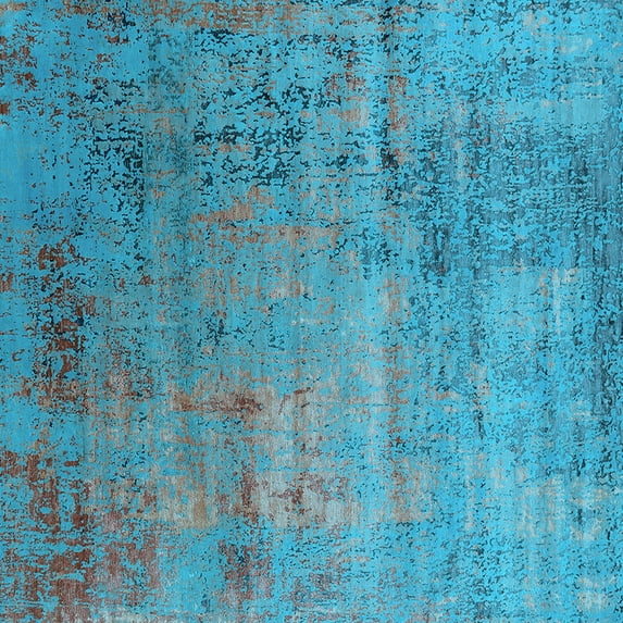 Ahgly Company Indoor Square Oriental Light Blue Industrial Area Rugs, 7' Square
