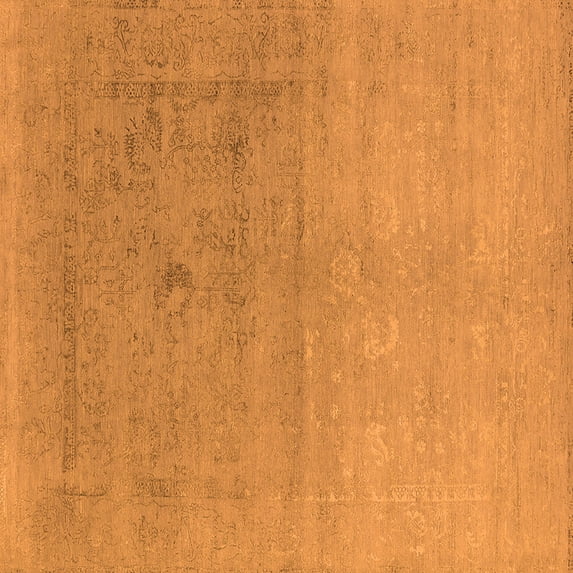 Ahgly Company Indoor Square Oriental Orange Industrial Area Rugs, 7' Square
