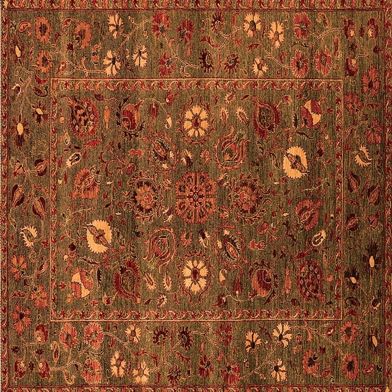 Ahgly Company Indoor Square Oriental Orange Traditional Area Rugs, 3' Square