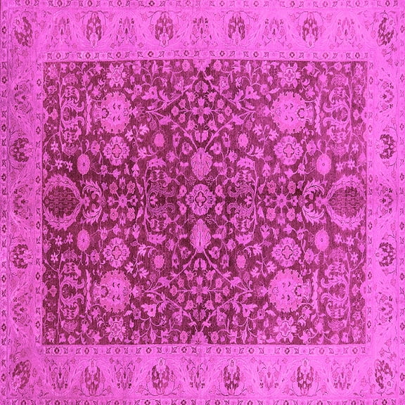 Ahgly Company Indoor Square Oriental Pink Industrial Area Rugs, 7' Square