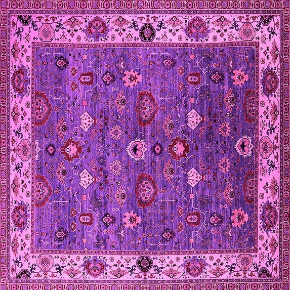 Ahgly Company Indoor Square Oriental Pink Industrial Area Rugs, 7' Square