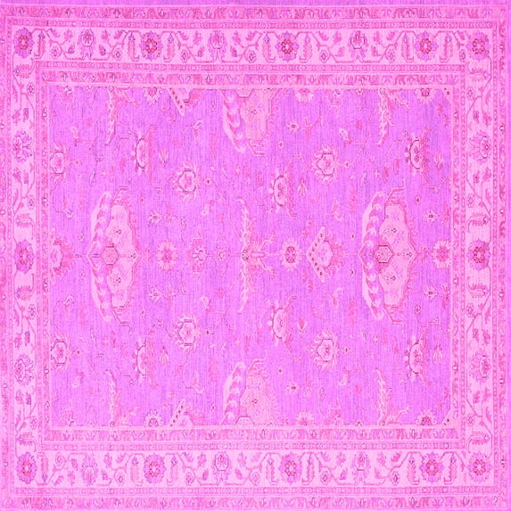 Ahgly Company Indoor Square Oriental Pink Traditional Area Rugs, 7' Square