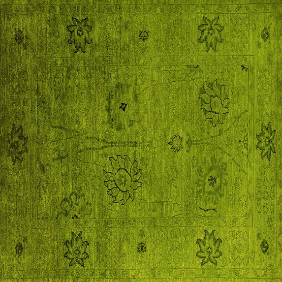 Ahgly Company Indoor Square Oriental Yellow Industrial Area Rugs, 6' Square
