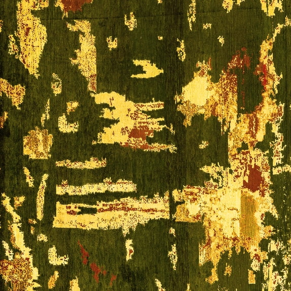 Ahgly Company Indoor Square Oriental Yellow Modern Area Rugs, 5' Square