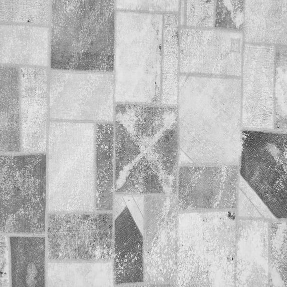 Ahgly Company Indoor Square Patchwork Gray Transitional Area Rugs, 5' Square