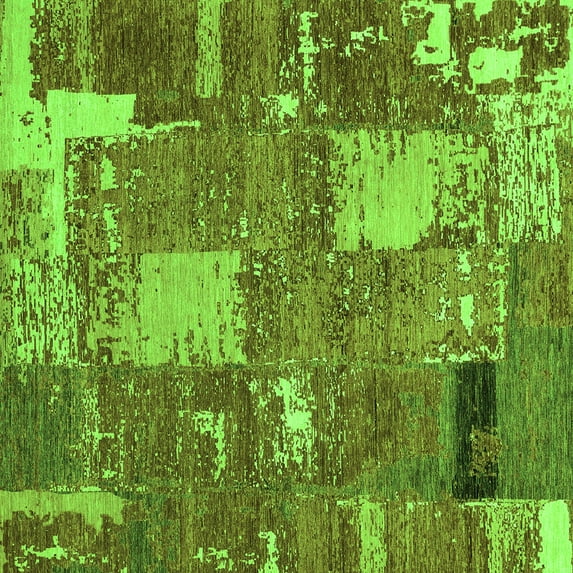 Ahgly Company Indoor Square Patchwork Green Transitional Area Rugs, 6' Square