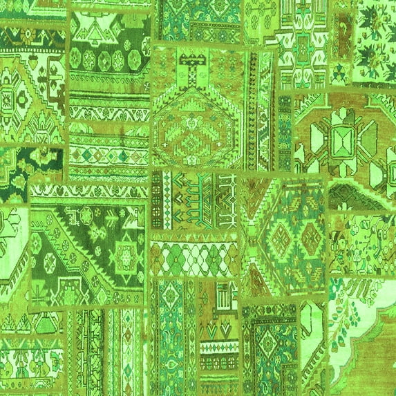 Ahgly Company Indoor Square Patchwork Green Transitional Area Rugs, 7' Square