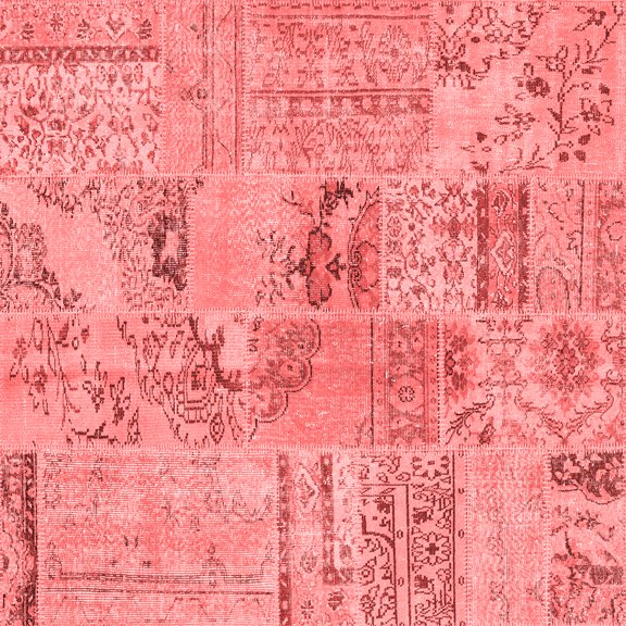 Ahgly Company Indoor Square Patchwork Red Transitional Area Rugs, 3' Square