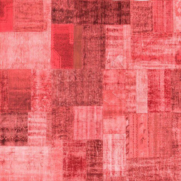 Ahgly Company Indoor Square Patchwork Red Transitional Area Rugs, 3' Square