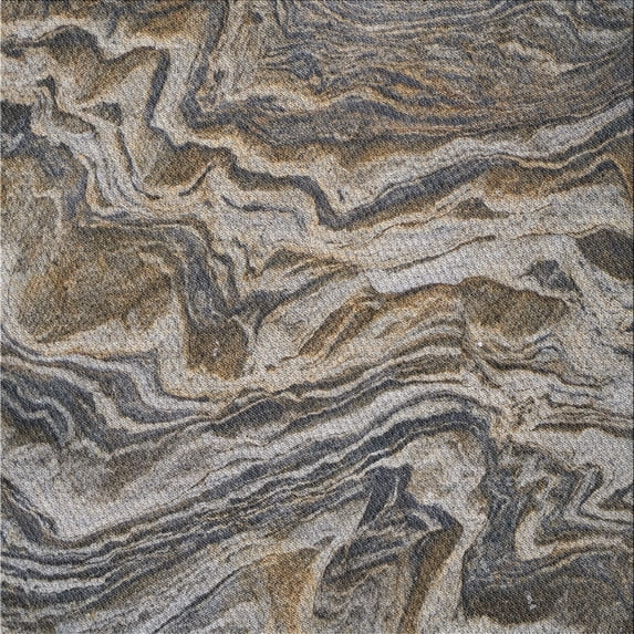 Ahgly Company Indoor Square Patterned Western Charcoal Gray Area Rugs, 7' Square