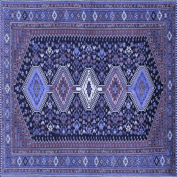 Ahgly Company Indoor Square Persian Blue Traditional Area Rugs, 7' Square