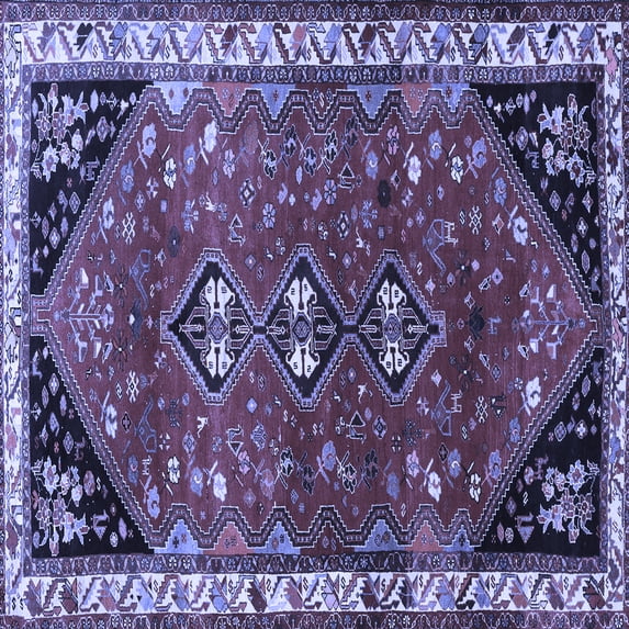 Ahgly Company Indoor Square Persian Blue Traditional Area Rugs, 7' Square