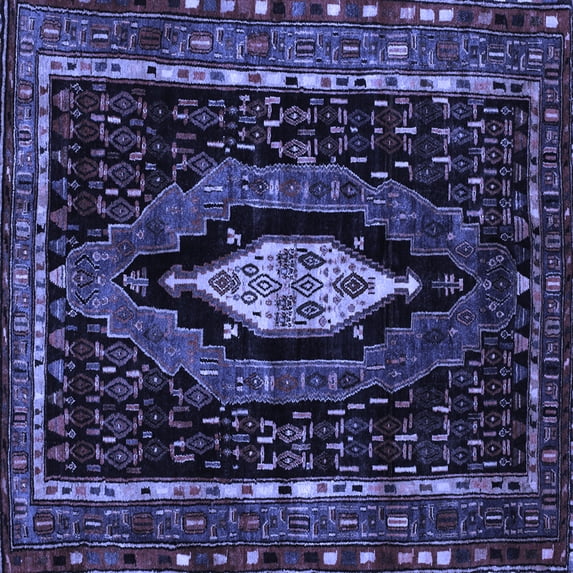 Ahgly Company Indoor Square Persian Blue Traditional Area Rugs, 7' Square