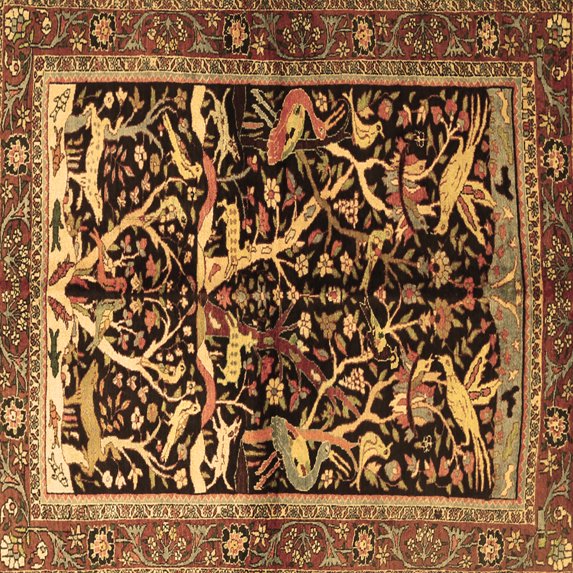 Ahgly Company Indoor Square Persian Brown Traditional Area Rugs, 3' Square