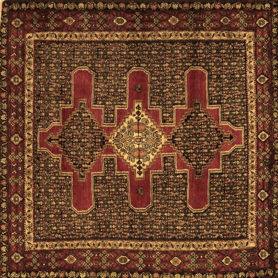 Ahgly Company Indoor Square Persian Brown Traditional Area Rugs, 3' Square