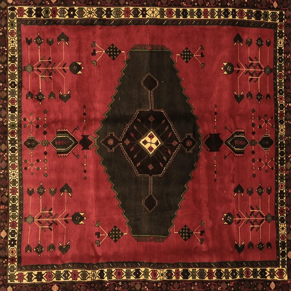 Ahgly Company Indoor Square Persian Brown Traditional Area Rugs, 4' Square