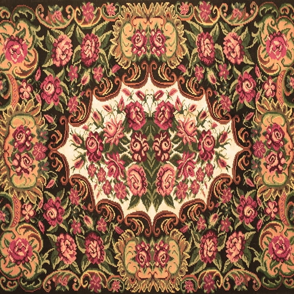 Ahgly Company Indoor Square Persian Brown Traditional Area Rugs, 5' Square