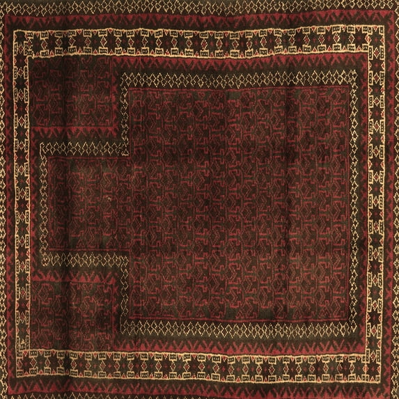 Ahgly Company Indoor Square Persian Brown Traditional Area Rugs, 7' Square