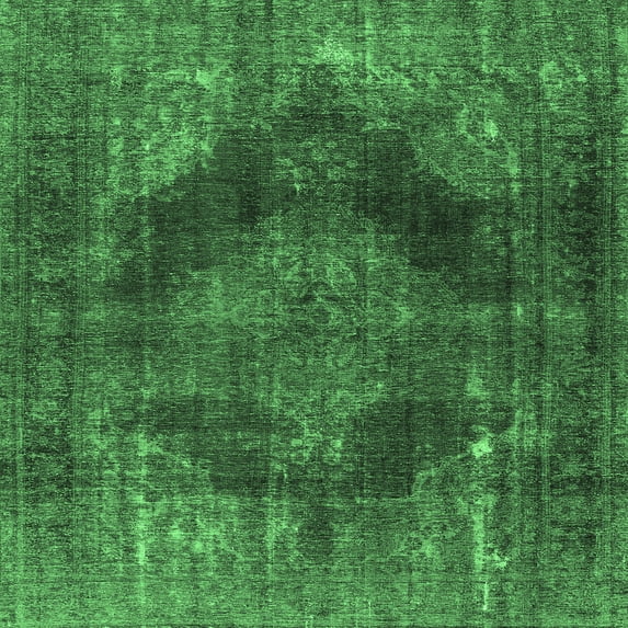 Ahgly Company Indoor Square Persian Emerald Green Bohemian Area Rugs, 5' Square