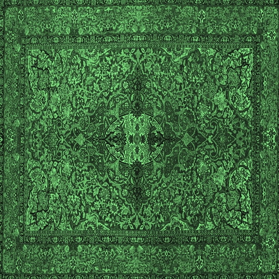 Ahgly Company Indoor Square Persian Emerald Green Traditional Area Rugs, 3' Square