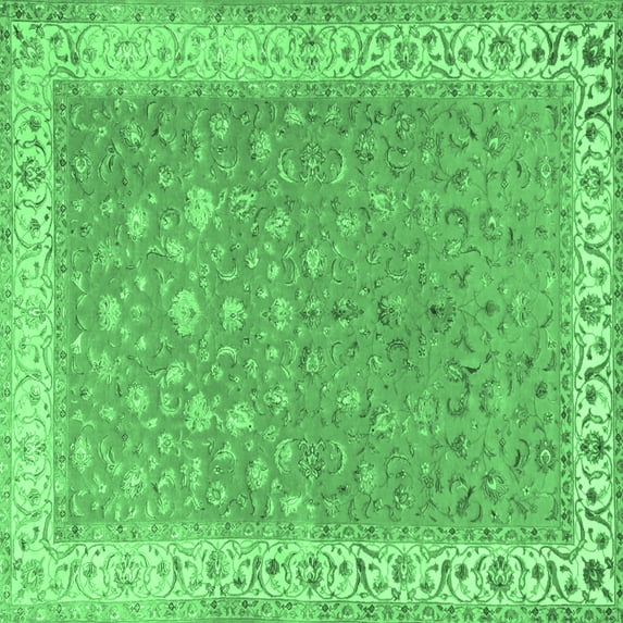 Ahgly Company Indoor Square Persian Emerald Green Traditional Area Rugs, 3' Square