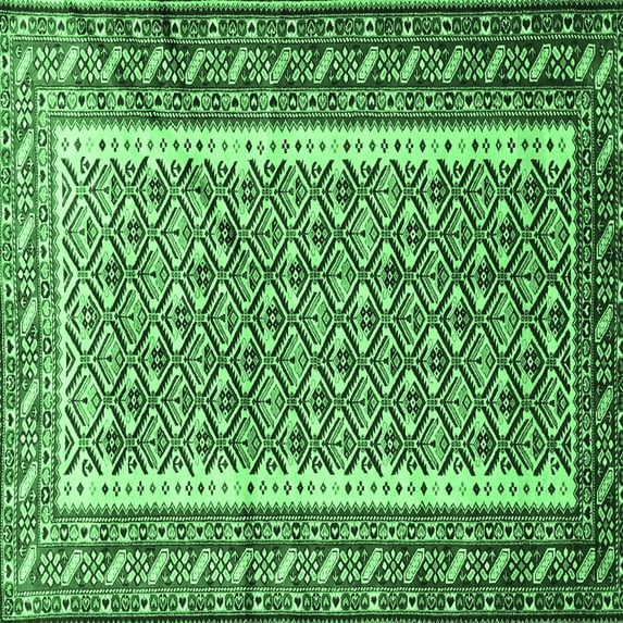 Ahgly Company Indoor Square Persian Emerald Green Traditional Area Rugs, 3' Square