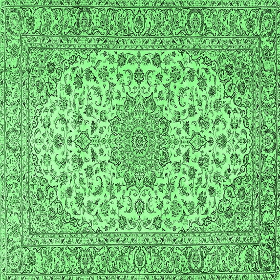 Ahgly Company Indoor Square Persian Emerald Green Traditional Area Rugs, 4' Square