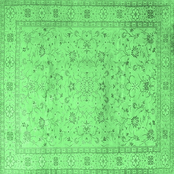 Ahgly Company Indoor Square Persian Emerald Green Traditional Area Rugs, 5' Square