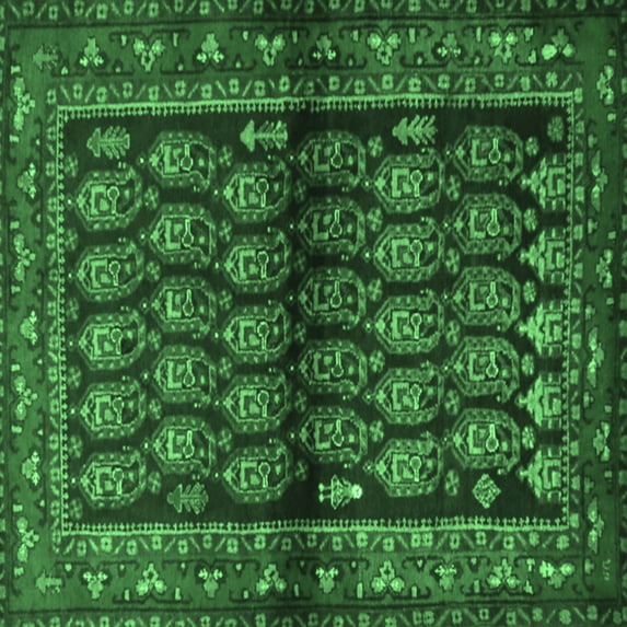 Ahgly Company Indoor Square Persian Emerald Green Traditional Area Rugs, 6' Square