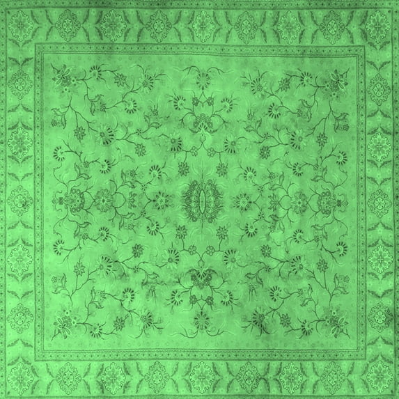 Ahgly Company Indoor Square Persian Emerald Green Traditional Area Rugs, 6' Square