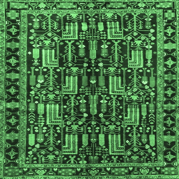 Ahgly Company Indoor Square Persian Emerald Green Traditional Area Rugs, 6' Square